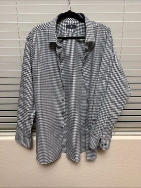 Hart Schaffner Marx Black & White Gingham Dress Shirt